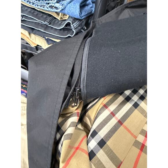 Vintage Burberrys Wool Trench Coat NovaCheck Liner Black Size 6 Long - Picture 7 of 16
